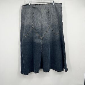 VTG Y2K Long Blue Denim Western Skirt Modest Boho Festival Hippie Plus Size 20W